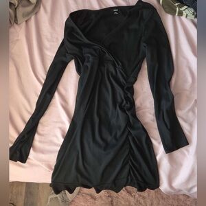 Elegant Black Wrap Dress and Black mini bag